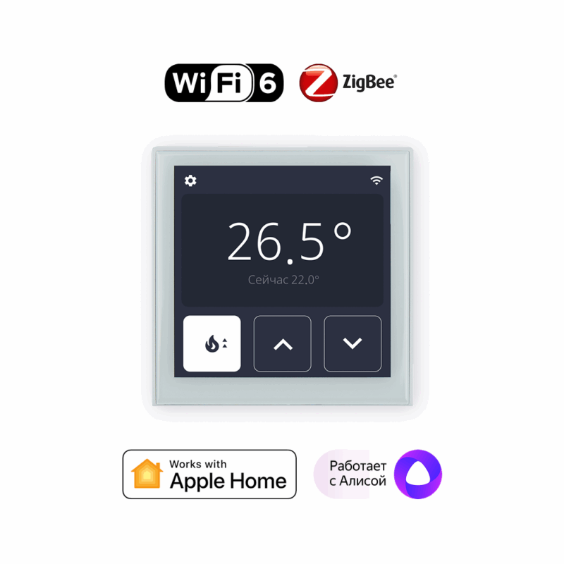 Lytko 101 Plus — умный термостат Wi-Fi 6 и Zigbee, крупный план IPS дисплея 4 дюйма белый
